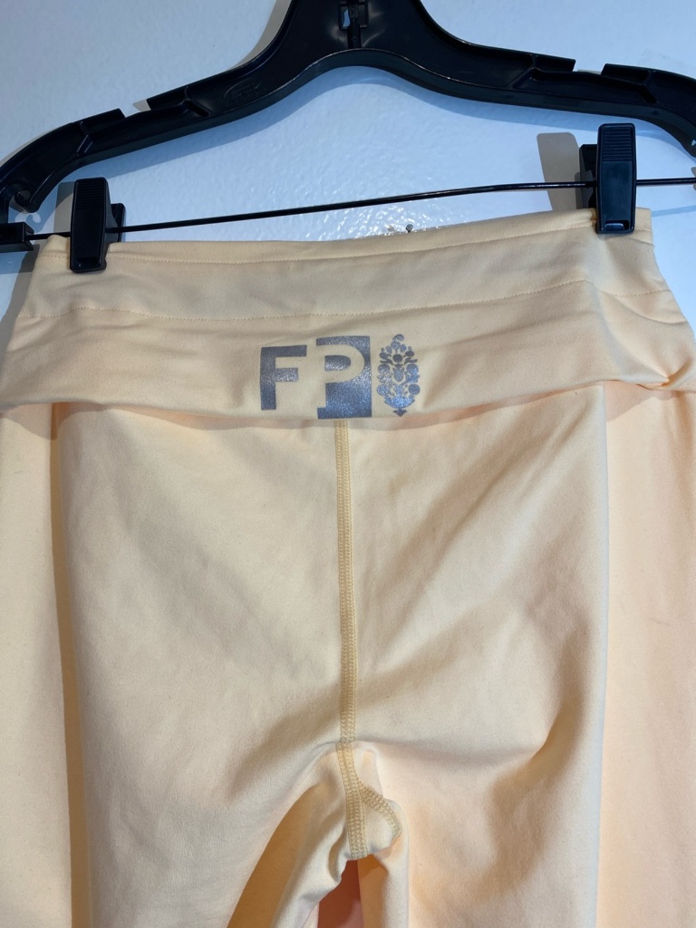 FP Movement by Free People Pale Yellow Wide-Leg Sweatpants with Pink Drawstring - Picture 6 of 8